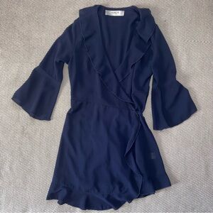 Outrageous Fortune Navy Blue Ruffle Wrap Mini Dress Sz 4